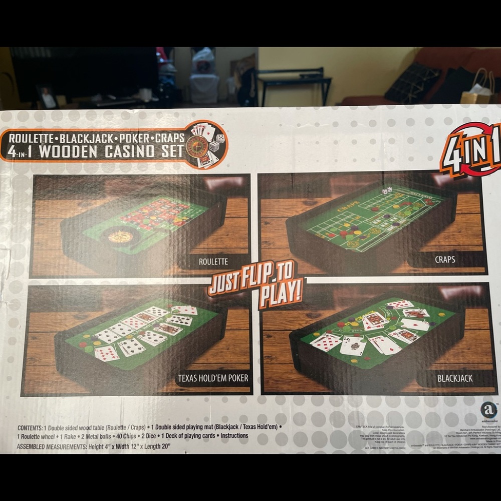 4 in 1 wooden casino set